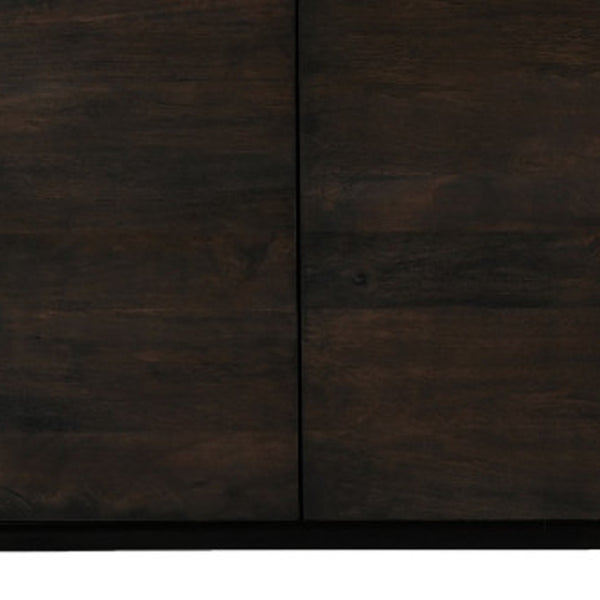 HomeRoots 80" Dark Brown Distressed Solid Wood Sideboard - Stylish Storage with Versatile Design for Any Space 606300