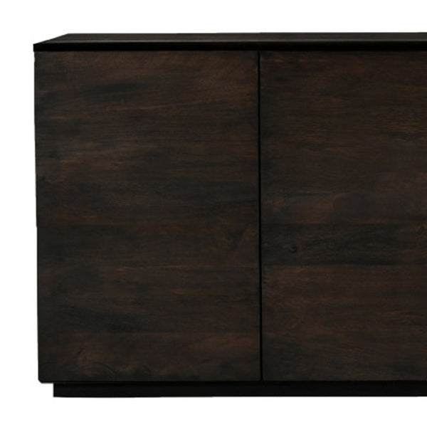 HomeRoots 80" Dark Brown Distressed Solid Wood Sideboard - Stylish Storage with Versatile Design for Any Space 606300
