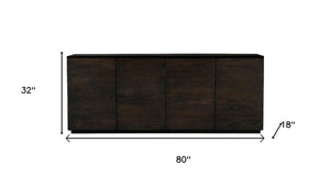 HomeRoots 80" Dark Brown Distressed Solid Wood Sideboard - Stylish Storage with Versatile Design for Any Space 606300