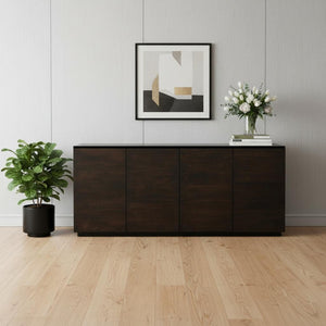 HomeRoots 80" Dark Brown Distressed Solid Wood Sideboard - Stylish Storage with Versatile Design for Any Space 606300