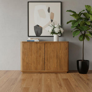 HomeRoots 48" Tan Distressed Solid Wood Sideboard - Stylish Storage Solution for Any Room's Unique Decor 606302