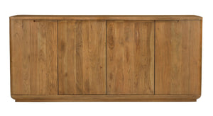 HomeRoots 72" Tan Distressed Solid Wood Sideboard - Stylish Storage with Soft-Close Doors for Any Room 606303