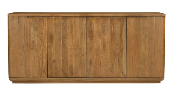 HomeRoots 72" Tan Distressed Solid Wood Sideboard - Stylish Storage with Soft-Close Doors for Any Room 606303