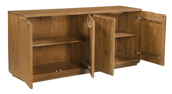 HomeRoots 72" Tan Distressed Solid Wood Sideboard - Stylish Storage with Soft-Close Doors for Any Room 606303