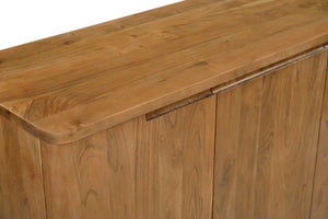 HomeRoots 72" Tan Distressed Solid Wood Sideboard - Stylish Storage with Soft-Close Doors for Any Room 606303