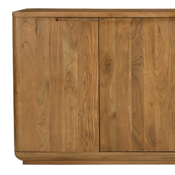 HomeRoots 72" Tan Distressed Solid Wood Sideboard - Stylish Storage with Soft-Close Doors for Any Room 606303