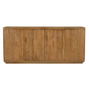 HomeRoots 72" Tan Distressed Solid Wood Sideboard - Stylish Storage with Soft-Close Doors for Any Room 606303