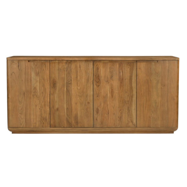 HomeRoots 72" Tan Distressed Solid Wood Sideboard - Stylish Storage with Soft-Close Doors for Any Room 606303
