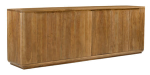 HomeRoots 96" Tan Distressed Solid Wood Sideboard – Rustic Storage Cabinet with Six Doors for Every Space 606304