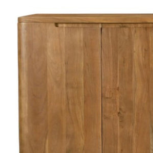 HomeRoots 96" Tan Distressed Solid Wood Sideboard – Rustic Storage Cabinet with Six Doors for Every Space 606304