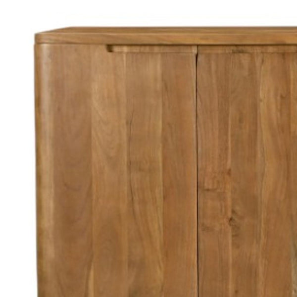 HomeRoots 96" Tan Distressed Solid Wood Sideboard – Rustic Storage Cabinet with Six Doors for Every Space 606304