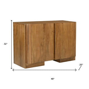 HomeRoots 48" Tan Distressed Solid Wood Sideboard - Stylish Multi-Functional Storage Solution for Any Room 606305