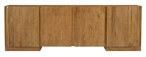 HomeRoots 96" Tan Distressed Solid Wood Sideboard - Versatile Storage Buffet with Soft-Close Doors & Shelves 606306