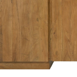 HomeRoots 96" Tan Distressed Solid Wood Sideboard - Versatile Storage Buffet with Soft-Close Doors & Shelves 606306
