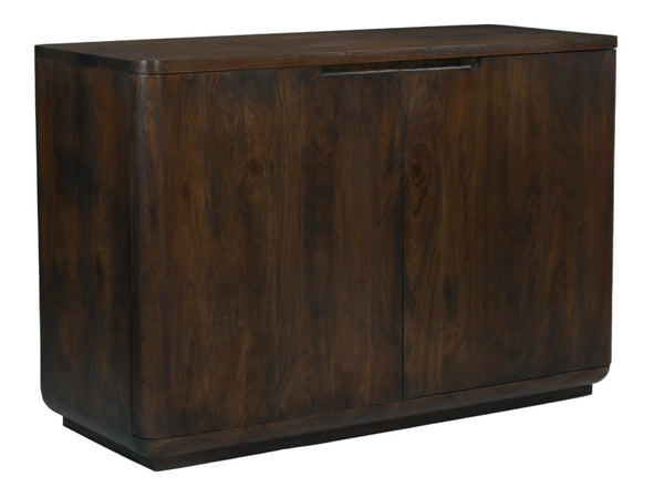 HomeRoots 48" Distressed Dark Brown Solid Wood Sideboard - Rustic Storage Cabinet with Paneled Doors & Shelves 606307