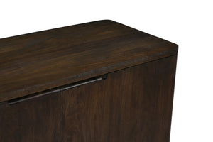 HomeRoots 48" Distressed Dark Brown Solid Wood Sideboard - Rustic Storage Cabinet with Paneled Doors & Shelves 606307