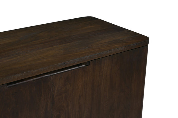 HomeRoots 48" Distressed Dark Brown Solid Wood Sideboard - Rustic Storage Cabinet with Paneled Doors & Shelves 606307