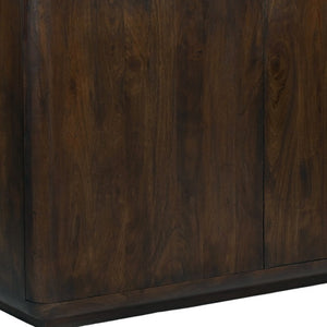 HomeRoots 48" Distressed Dark Brown Solid Wood Sideboard - Rustic Storage Cabinet with Paneled Doors & Shelves 606307