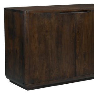 HomeRoots 48" Distressed Dark Brown Solid Wood Sideboard - Rustic Storage Cabinet with Paneled Doors & Shelves 606307