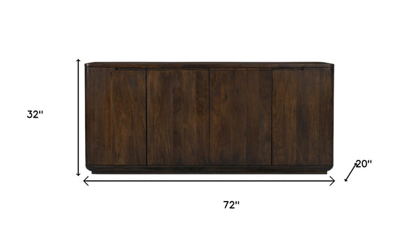 HomeRoots 72" Dark Brown Distressed Solid Wood Sideboard - Stylish Storage Solution for Any Room's Charm! 606308