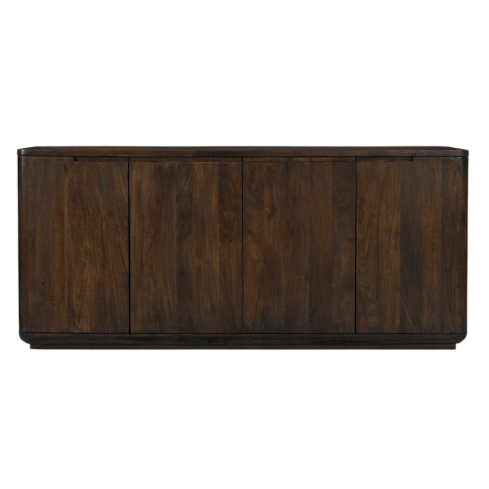 HomeRoots 72" Dark Brown Distressed Solid Wood Sideboard - Stylish Storage Solution for Any Room's Charm! 606308