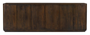 HomeRoots 96" Dark Brown Distressed Solid Wood Sideboard - Stylish Storage Solution for Modern & Rustic Homes 606309