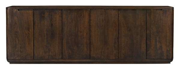 HomeRoots 96" Dark Brown Distressed Solid Wood Sideboard - Stylish Storage Solution for Modern & Rustic Homes 606309