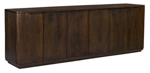 HomeRoots 96" Dark Brown Distressed Solid Wood Sideboard - Stylish Storage Solution for Modern & Rustic Homes 606309