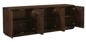 HomeRoots 96" Dark Brown Distressed Solid Wood Sideboard - Stylish Storage Solution for Modern & Rustic Homes 606309