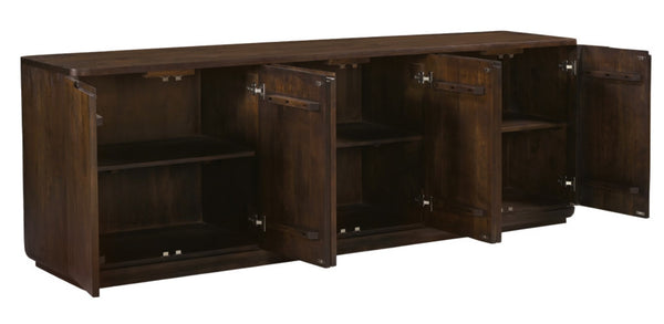 HomeRoots 96" Dark Brown Distressed Solid Wood Sideboard - Stylish Storage Solution for Modern & Rustic Homes 606309