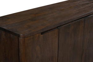 HomeRoots 96" Dark Brown Distressed Solid Wood Sideboard - Stylish Storage Solution for Modern & Rustic Homes 606309