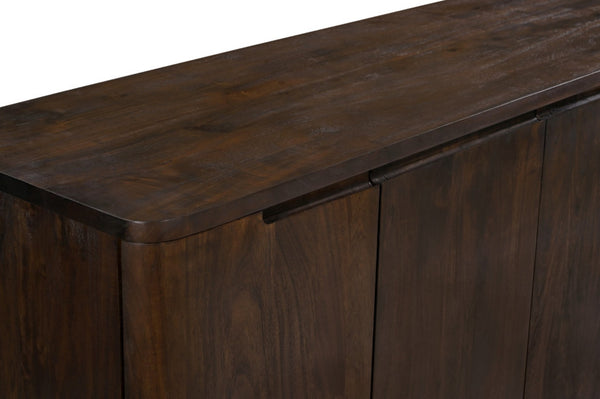 HomeRoots 96" Dark Brown Distressed Solid Wood Sideboard - Stylish Storage Solution for Modern & Rustic Homes 606309