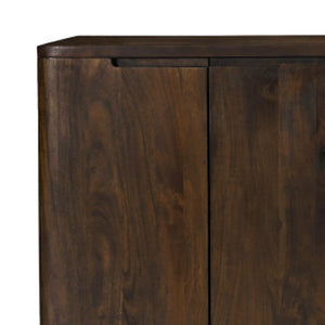 HomeRoots 96" Dark Brown Distressed Solid Wood Sideboard - Stylish Storage Solution for Modern & Rustic Homes 606309
