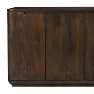 HomeRoots 96" Dark Brown Distressed Solid Wood Sideboard - Stylish Storage Solution for Modern & Rustic Homes 606309