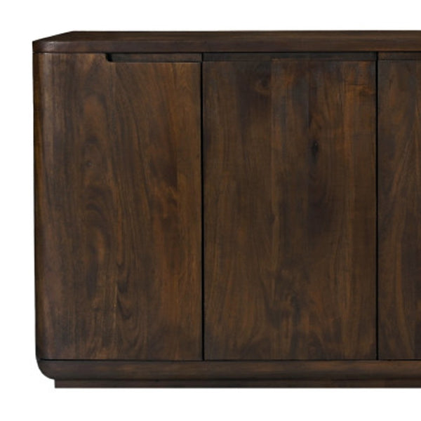 HomeRoots 96" Dark Brown Distressed Solid Wood Sideboard - Stylish Storage Solution for Modern & Rustic Homes 606309