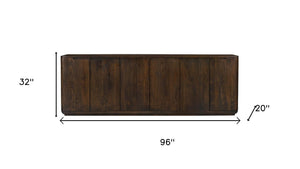 HomeRoots 96" Dark Brown Distressed Solid Wood Sideboard - Stylish Storage Solution for Modern & Rustic Homes 606309