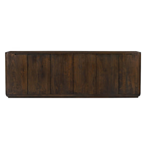 HomeRoots 96" Dark Brown Distressed Solid Wood Sideboard - Stylish Storage Solution for Modern & Rustic Homes 606309