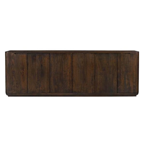 HomeRoots 96" Dark Brown Distressed Solid Wood Sideboard - Stylish Storage Solution for Modern & Rustic Homes 606309