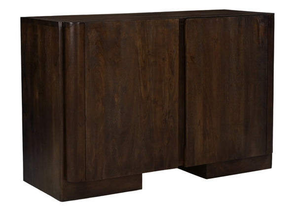 HomeRoots 48" Dark Brown Distressed Solid Wood Sideboard - Versatile Buffet with Soft-Close Doors & Storage 606310
