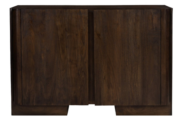 HomeRoots 48" Dark Brown Distressed Solid Wood Sideboard - Versatile Buffet with Soft-Close Doors & Storage 606310