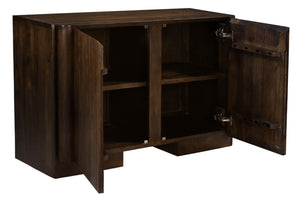 HomeRoots 48" Dark Brown Distressed Solid Wood Sideboard - Versatile Buffet with Soft-Close Doors & Storage 606310
