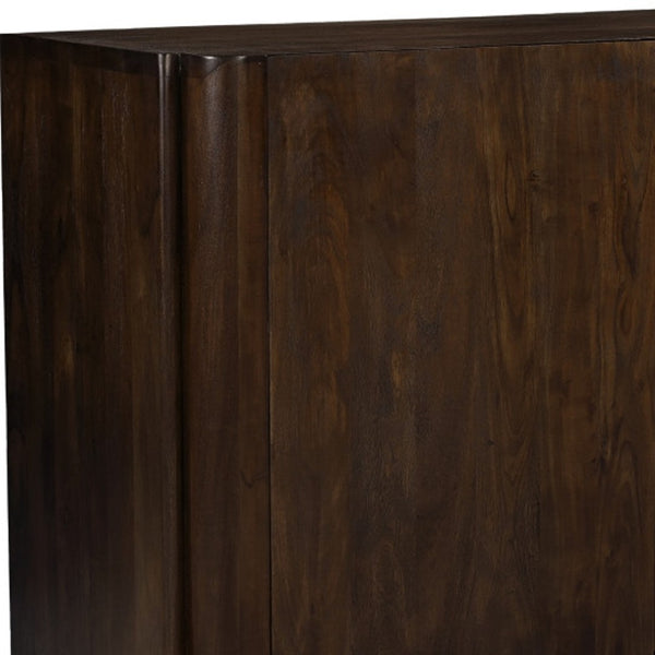HomeRoots 48" Dark Brown Distressed Solid Wood Sideboard - Versatile Buffet with Soft-Close Doors & Storage 606310