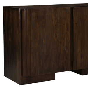 HomeRoots 48" Dark Brown Distressed Solid Wood Sideboard - Versatile Buffet with Soft-Close Doors & Storage 606310