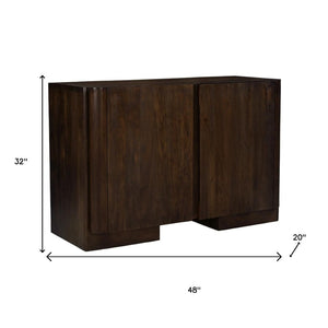 HomeRoots 48" Dark Brown Distressed Solid Wood Sideboard - Versatile Buffet with Soft-Close Doors & Storage 606310