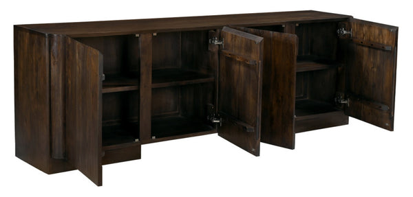 HomeRoots 96" Dark Brown Distressed Solid Wood Sideboard - Stylish Storage for Modern & Traditional Spaces 606311