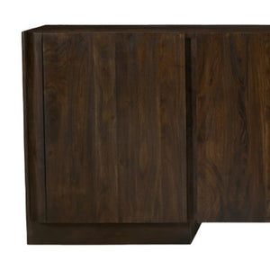 HomeRoots 96" Dark Brown Distressed Solid Wood Sideboard - Stylish Storage for Modern & Traditional Spaces 606311