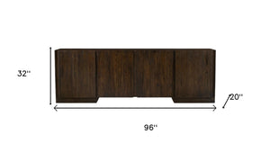 HomeRoots 96" Dark Brown Distressed Solid Wood Sideboard - Stylish Storage for Modern & Traditional Spaces 606311