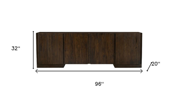 HomeRoots 96" Dark Brown Distressed Solid Wood Sideboard - Stylish Storage for Modern & Traditional Spaces 606311