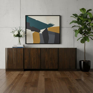 HomeRoots 96" Dark Brown Distressed Solid Wood Sideboard - Stylish Storage for Modern & Traditional Spaces 606311