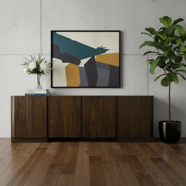HomeRoots 96" Dark Brown Distressed Solid Wood Sideboard - Stylish Storage for Modern & Traditional Spaces 606311